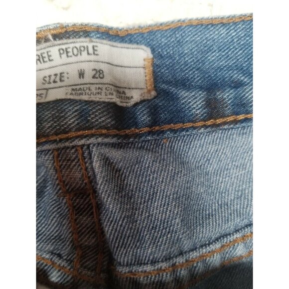 Free People Womens Jean Shorts Size W28 Denim Floral Cut Off Distressed Raw Hem - Picture 4 of 7